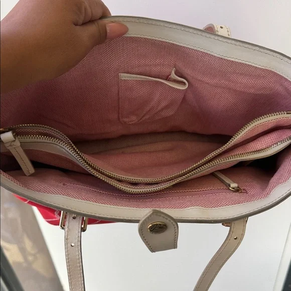 Dooney & Bourke Red Tote with Cream Accents - Picture 5 of 7